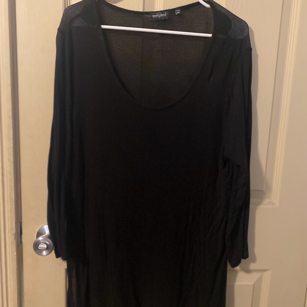 Tempted long black blouse. Size 1x.